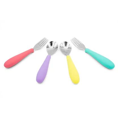 321 Grow Eat with Me Silicone Spoon and Fork Set -Watermelon