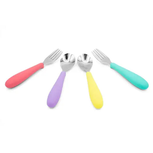321 Grow Eat with Me Silicone Spoon and Fork Set -Watermelon