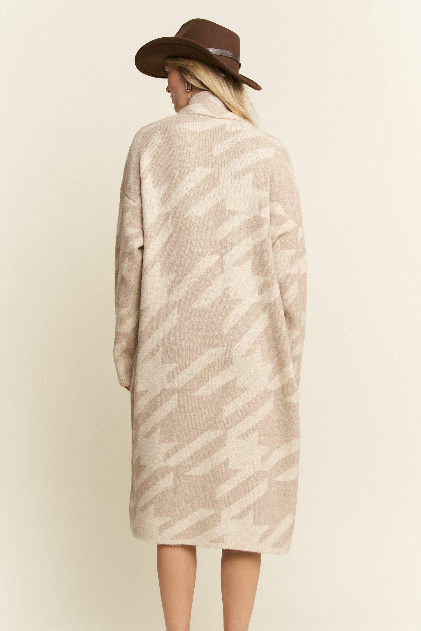 Houndstooth Print Cardigan