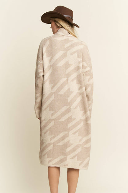 Houndstooth Print Cardigan