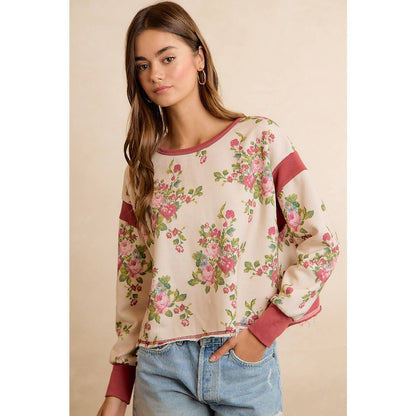 Floral Brushed Terry Open Back Top