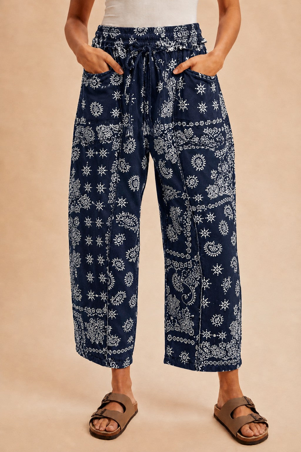 Printed Barrel Knit Pants