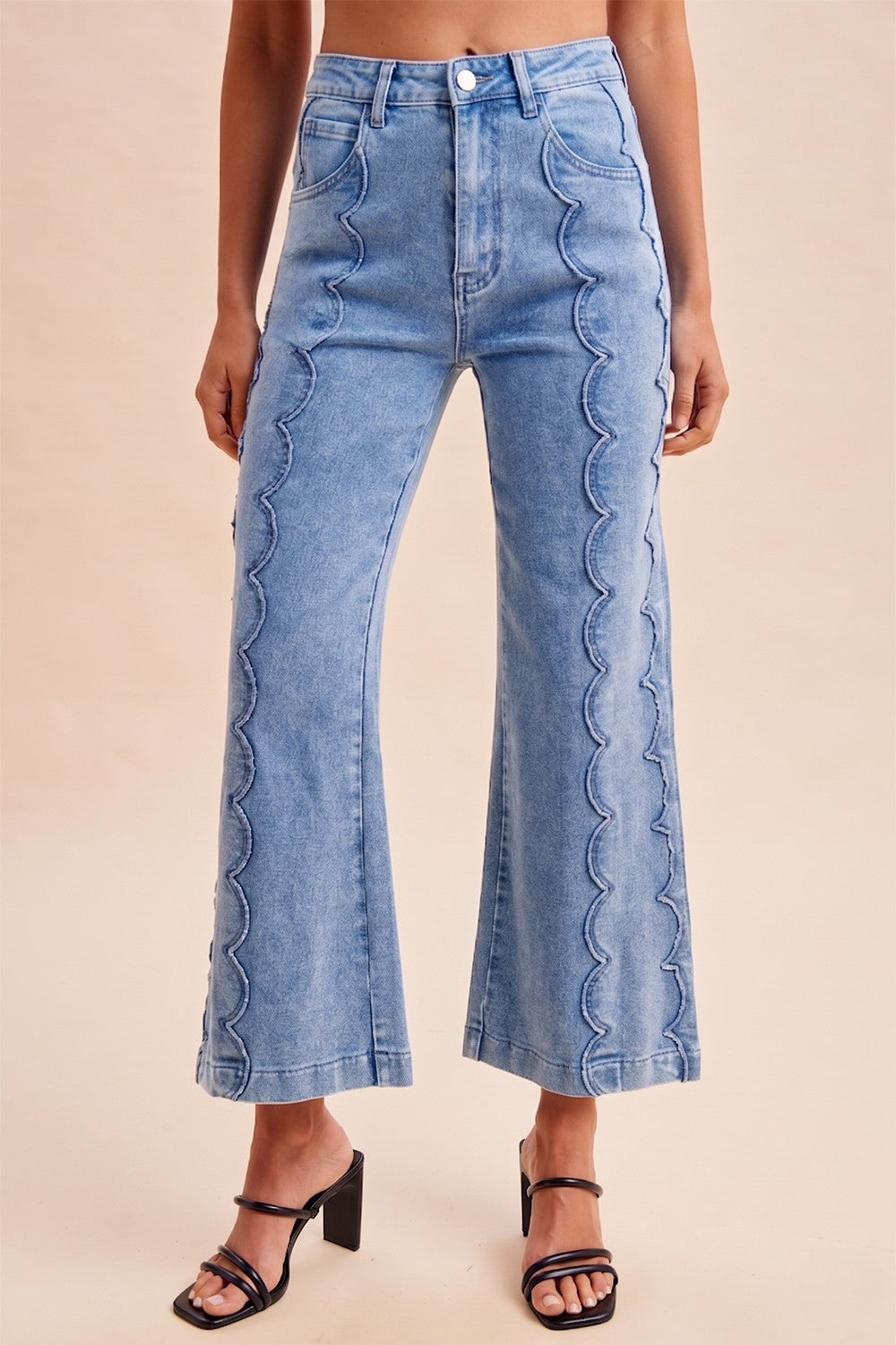 Comfort Scalloped Wide Leg Jean