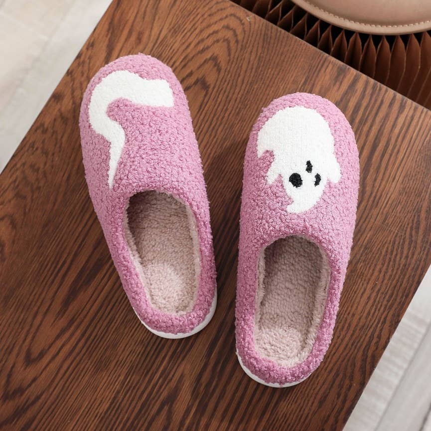 Halloween Themed Pink Ghost Tail Slippers