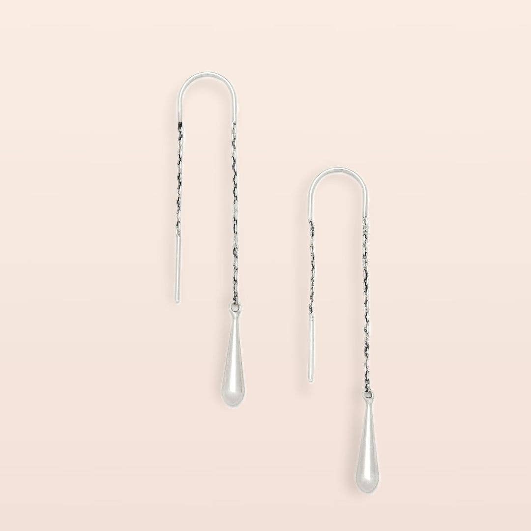 Refined Earring Collection - Teardrop Threader/Silver
