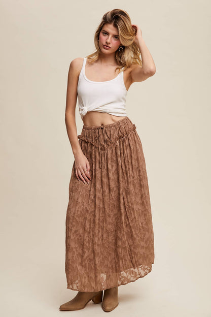Floral Textured Maxi Skirt