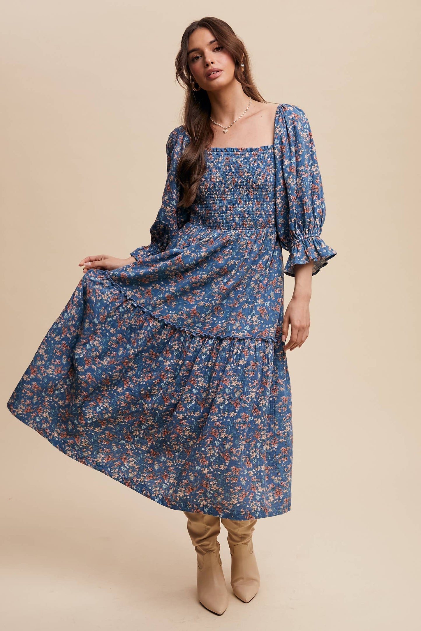 Floral Tiered Midi Dress