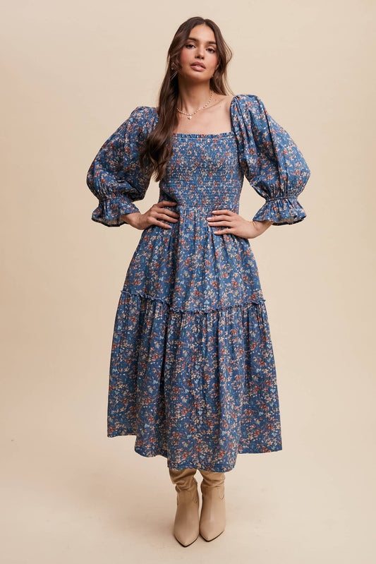 Floral Tiered Midi Dress