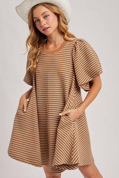 Puff Sleeve Striped Dress