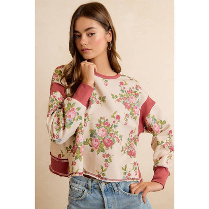 Floral Brushed Terry Open Back Top