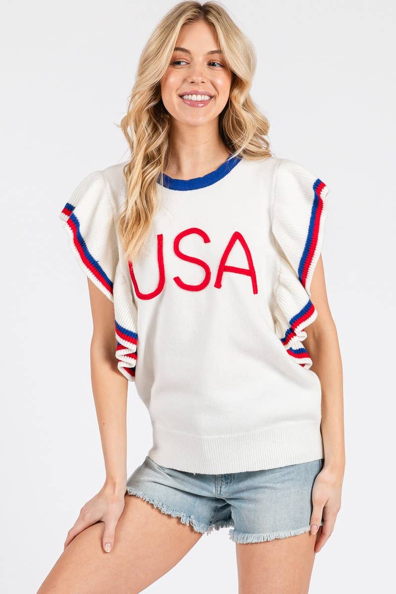 Ruffle Sleeve Americana Top