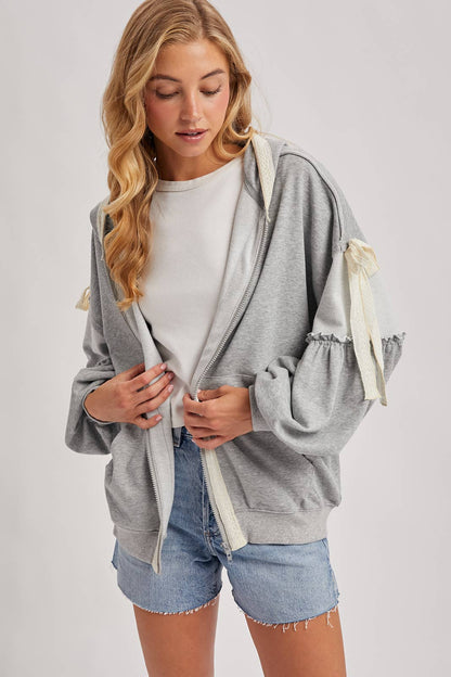 Lace Trimmed Zip Up
