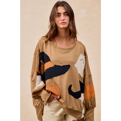 Halloween Theme Patchwork Sweatshirt