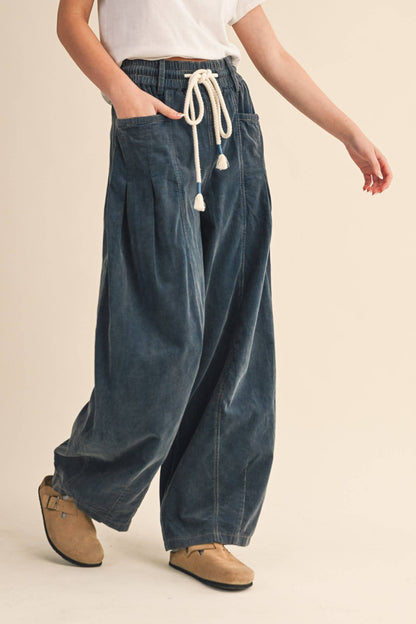 Washed Corduroy Barrel Pants