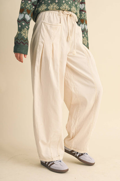 Washed Corduroy Barrel Pants