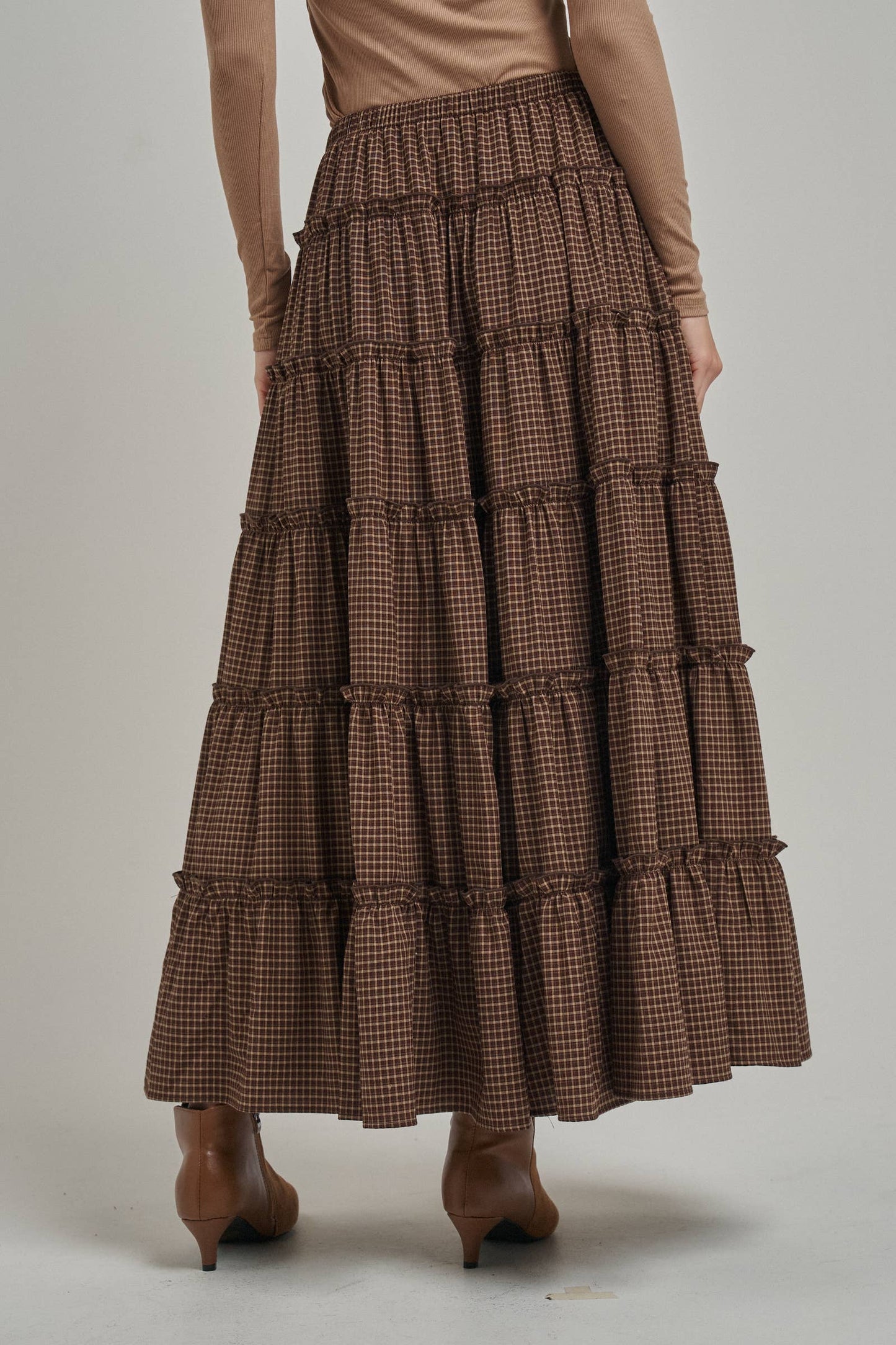 Mini Checkered Tiered Maxi Skirt