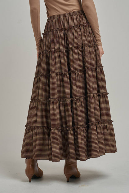 Mini Checkered Tiered Maxi Skirt