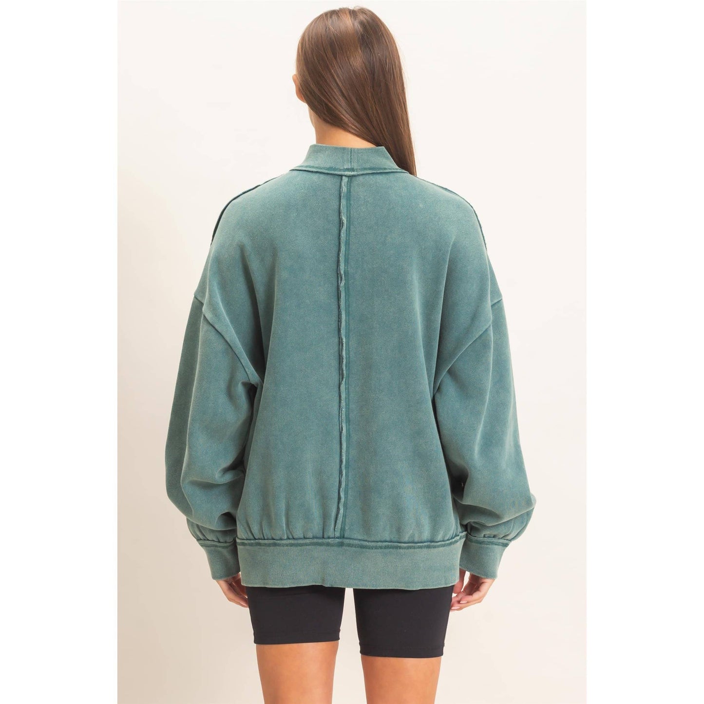 Acid Washed Mock Neck Sweatshirt