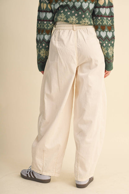 Washed Corduroy Barrel Pants