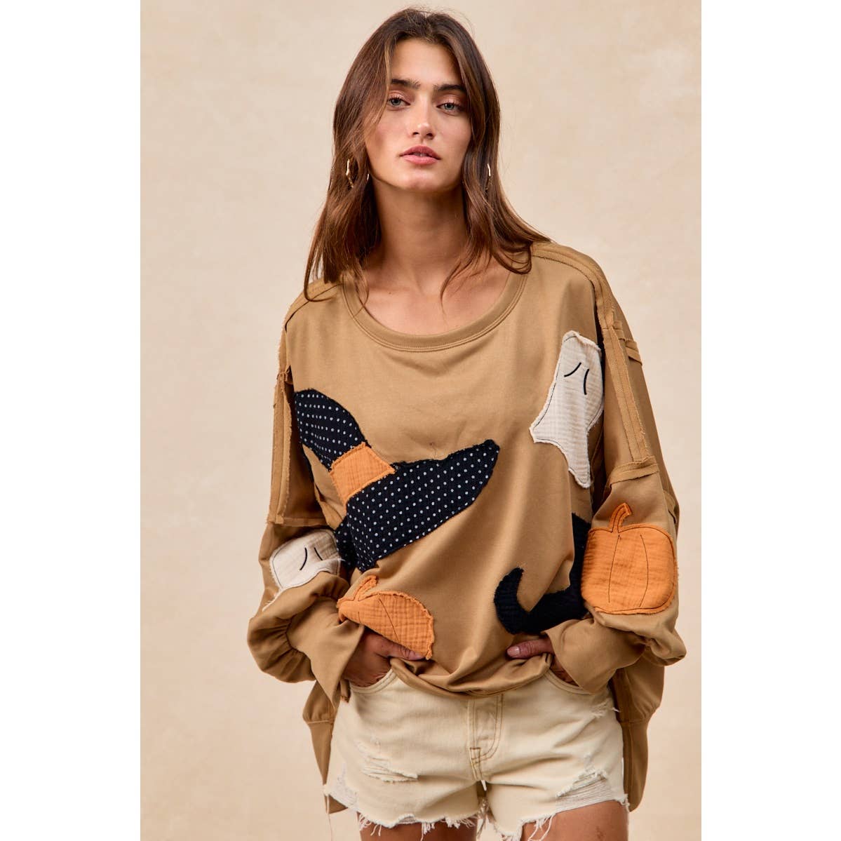 Halloween Theme Patchwork Sweatshirt
