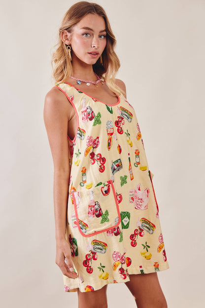 Printed Pocket Shift Dress