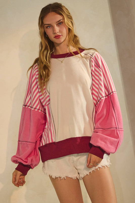 Plus Polar Fleece Color Block Sweatshirt