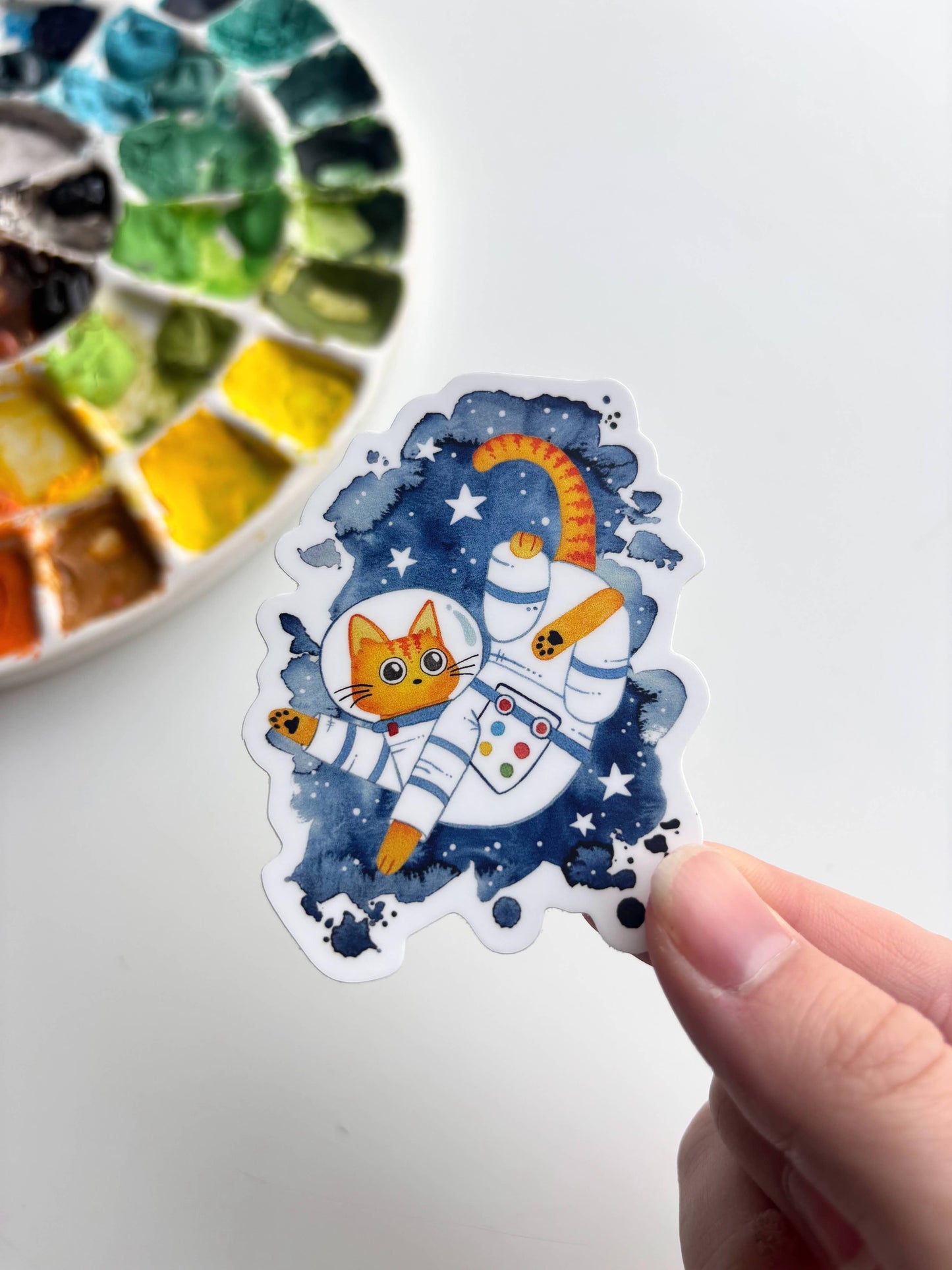 Astronaut Cat Vinyl Sticker – Space Explorer Feline Art