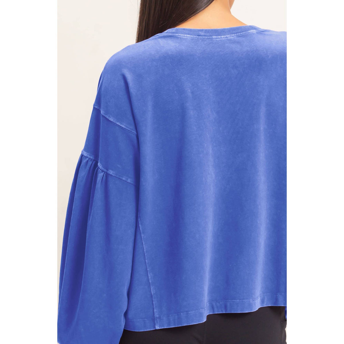Mineral Wash Puff Long Sleeve Boxy Top