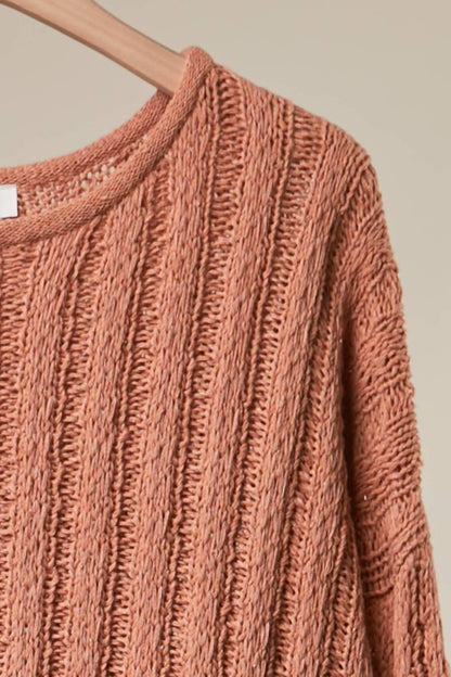 Relaxed Fit Rib Knit Pocket Sweater