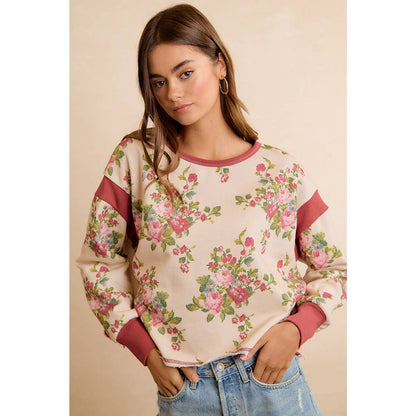 Floral Brushed Terry Open Back Top