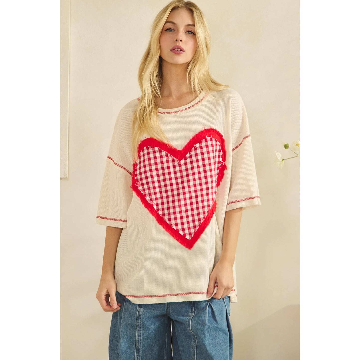 Sweetheart Gingham Waffle Tee