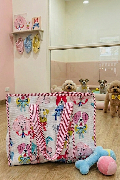 Pups in Bows Tote Bag