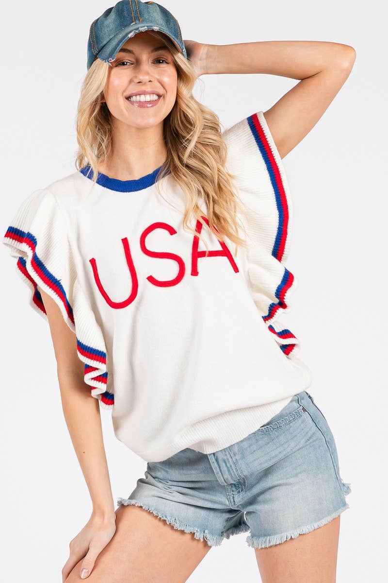 Ruffle Sleeve Americana Top