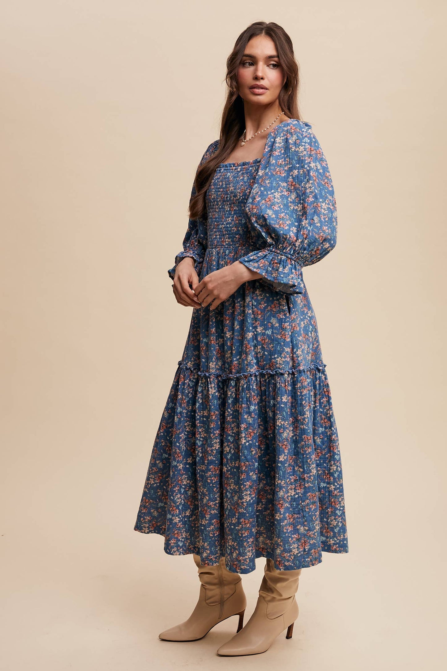 Floral Tiered Midi Dress