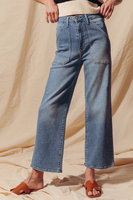 Patch Pocket Straight Leg Jeans