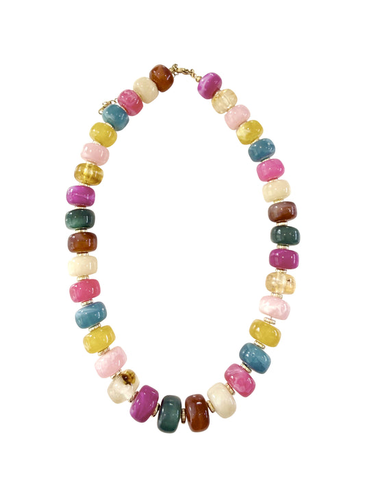 Morris Chunky Beaded Necklace - Dark Multi