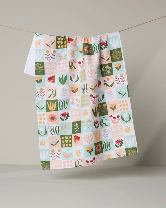Geometry Patchwork Garden Tea Towel