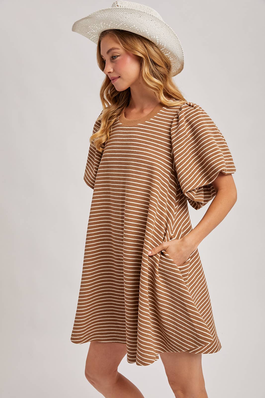 Puff Sleeve Striped Dress