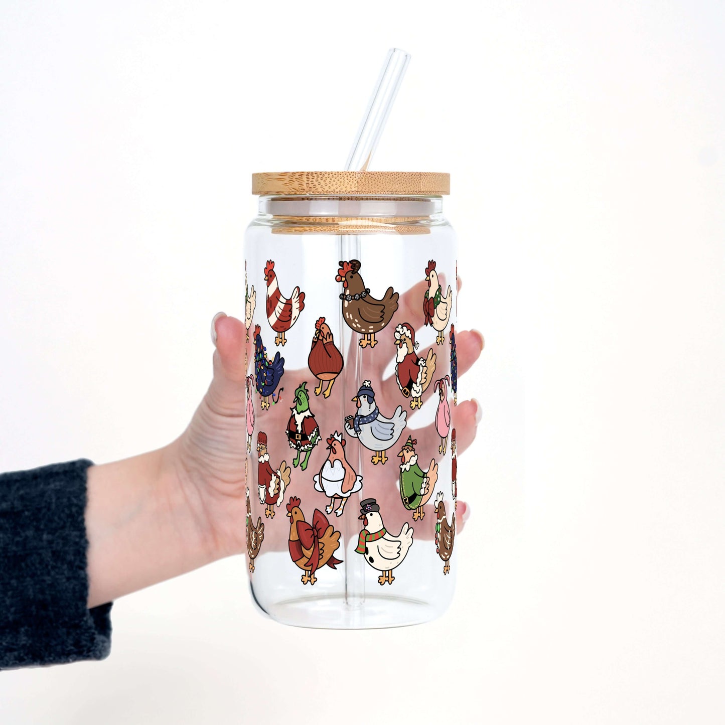 Festive Flock Christmas Can Cup with Lid & Straw