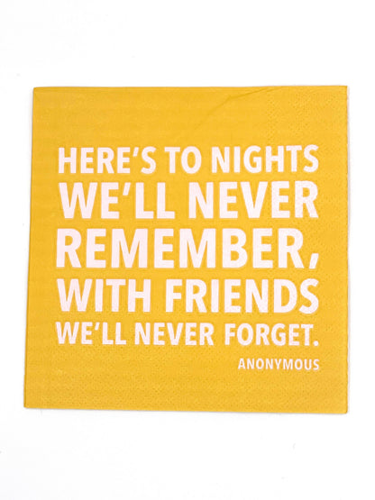 Party Cocktail Funny Napkins-To Nights We'll Never Remember