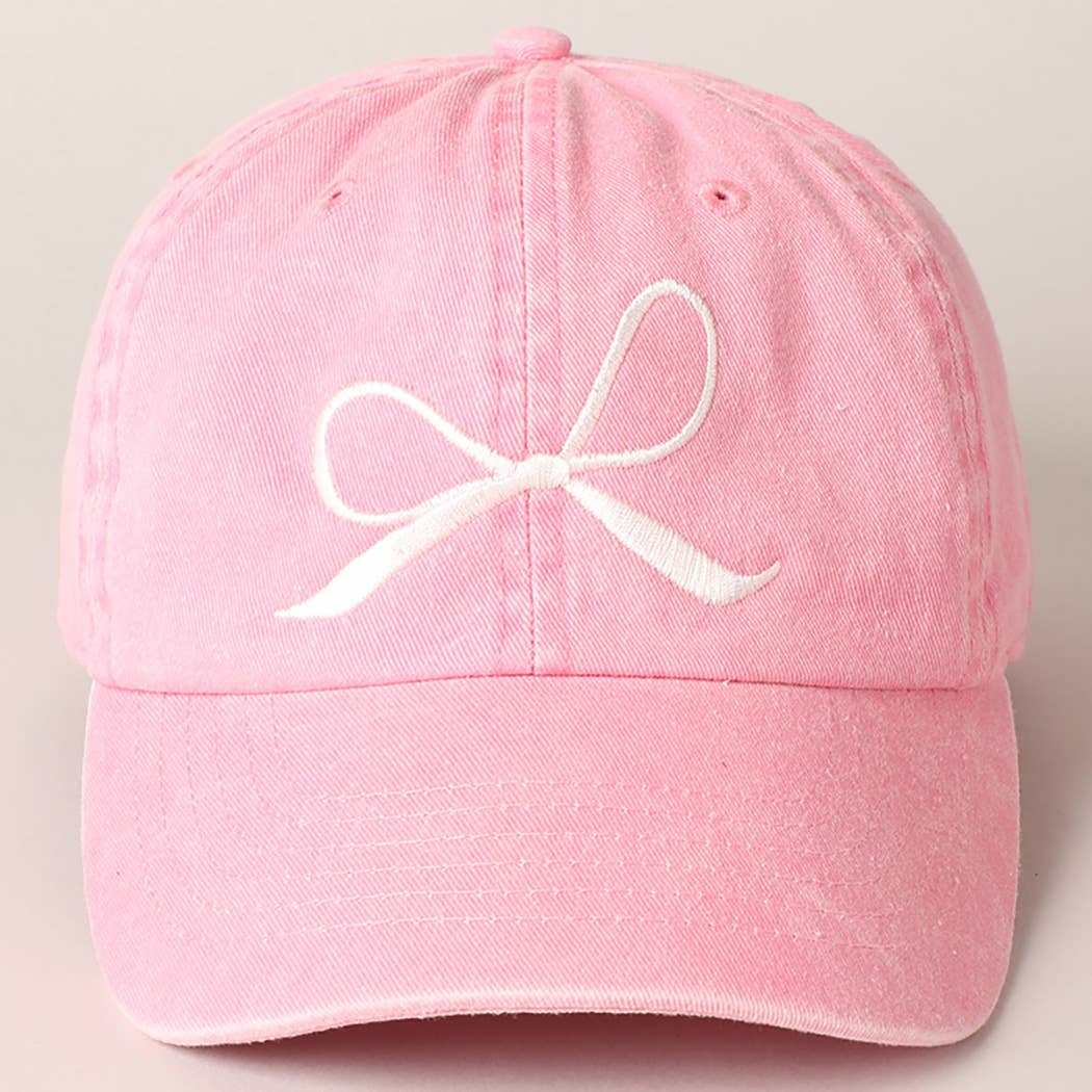 Bow Embroidered Cotton Baseball Cap