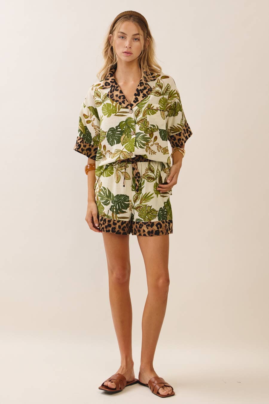 Mixed Print Button-Up Set