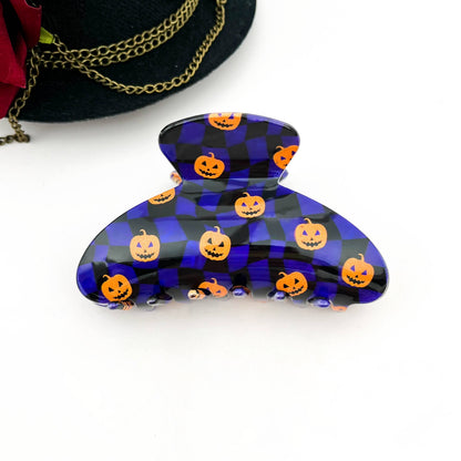Pumpkin & Spirit Cat Halloween Claw Clip