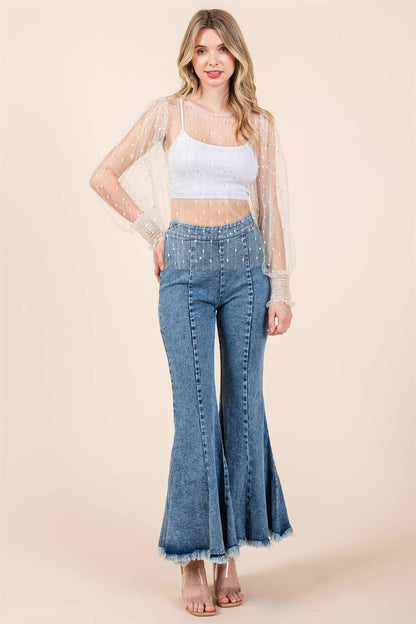 Mesh Glitter Detail Top