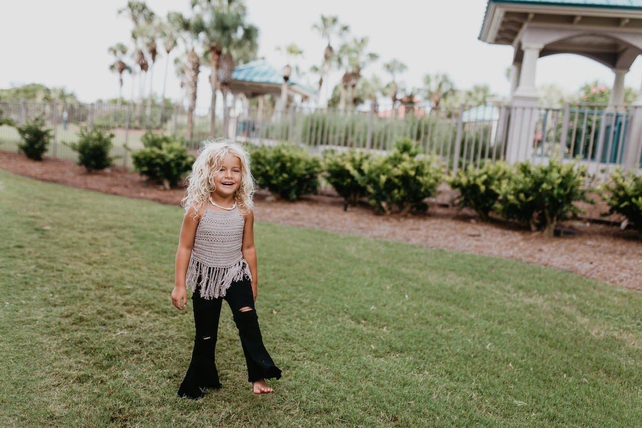 Kids Black Denim Flare Pants