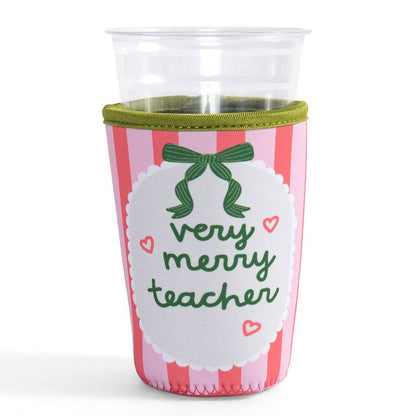 Very Merry Teacher Christmas Drink Sleeve