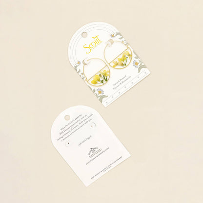 Pressed Flower Hoop Earring - Yellow Baby's Breath/Gold