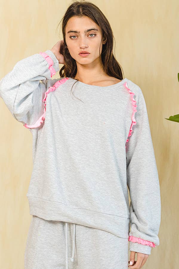 Ruffle Frill Marrow Detail Sweatshirt