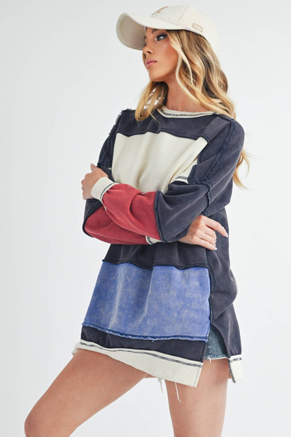 Rugby Color Block Stripe Sweatshirt