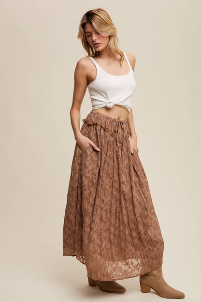 Floral Textured Maxi Skirt